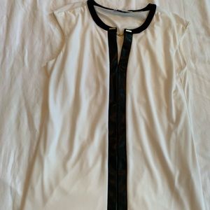 White, Leather, and Gold Blouse